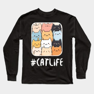 Hashtag CATLIFE Cat Photo Long Sleeve T-Shirt